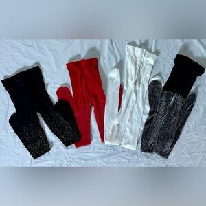 Girls Sparkle Tights Lot Size 4/5 Red White Black Shimmer Dress Dance